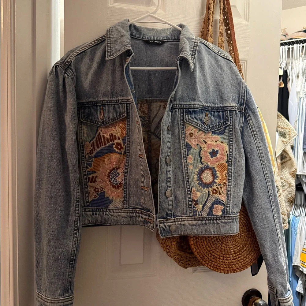 DRIFTWOOD Blue Denim Jacket with Floral Embroidery - Picture 3 of 8